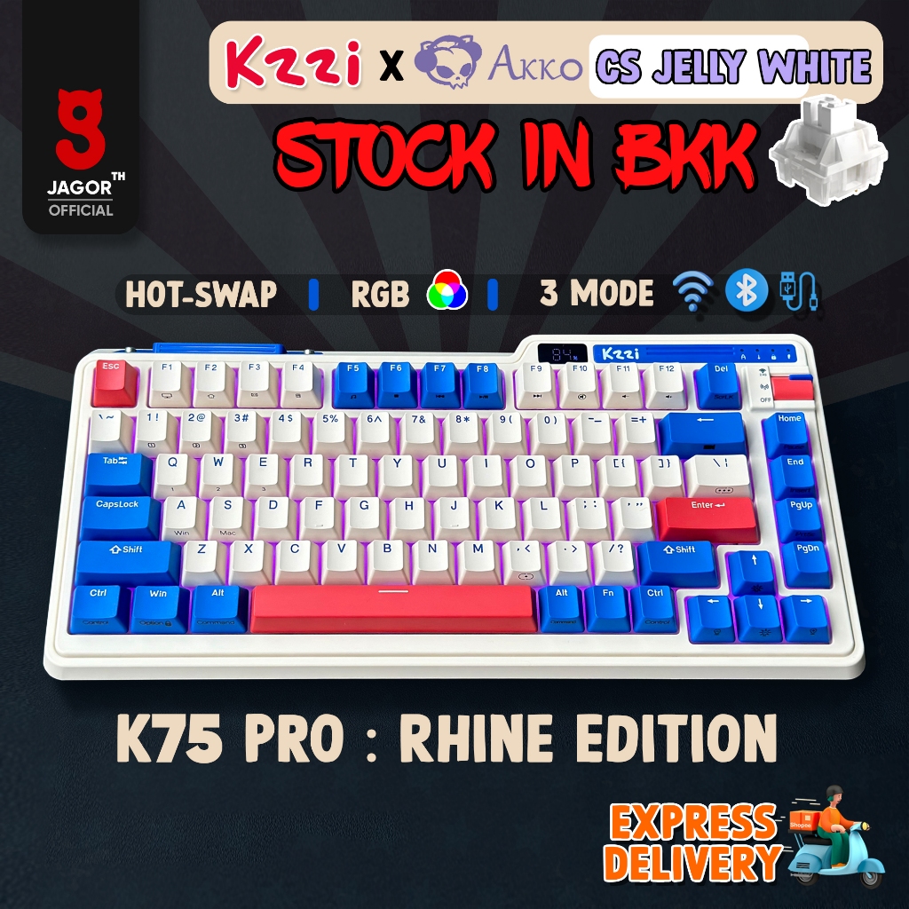 (พร้อมส่งจากไทย) แมคคานิคอลคีย์บอร์ด KZZI Kzzi K75 × AKKO RGB Hotswap ไร้สาย Gasket TKL