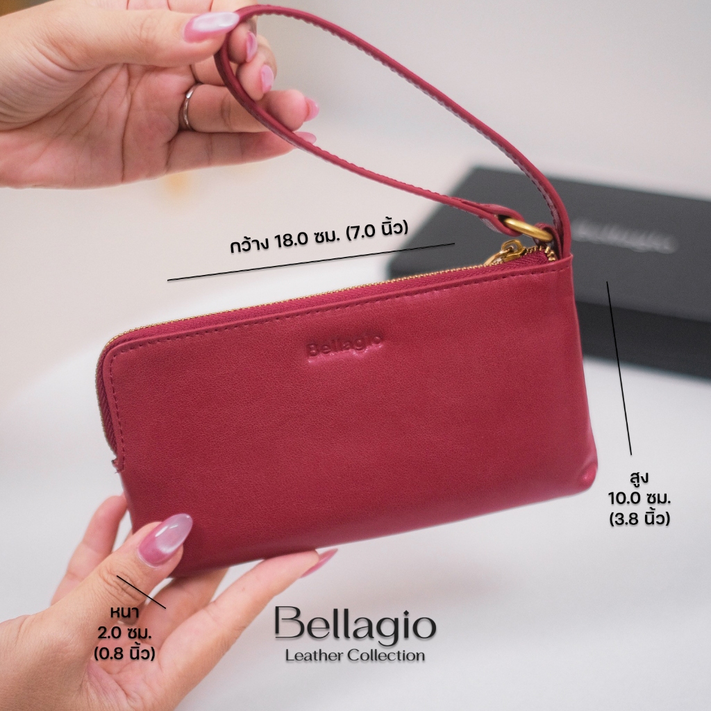Bellagio รุ่น Lolita Long Wallet กระเป๋าสตางค์ใบยาวหนังวัวแท้ สไตล์คลาสสิควินเทจ (New 2026) - รูปที่ 2
