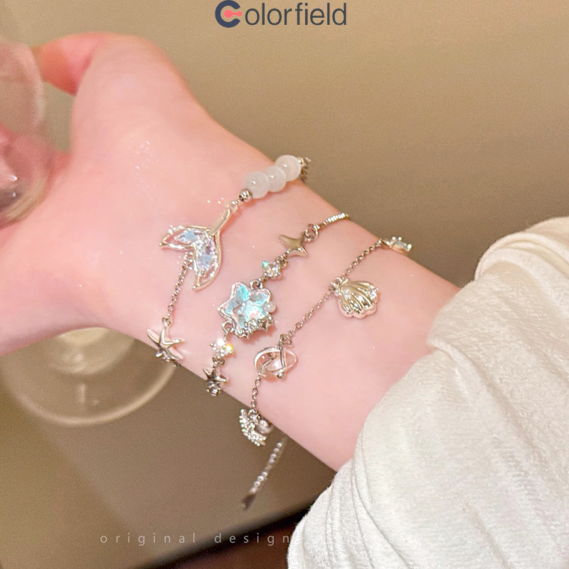 Colorfield สร้อยคอ รูปดาว สีเงิน ตัวยาว ดีไซน์เชือกดึงปรับได้ สไตล์หรูหราแสง เครื่องประดับแฟชั่น สำหรับผู้หญิง-COD💖