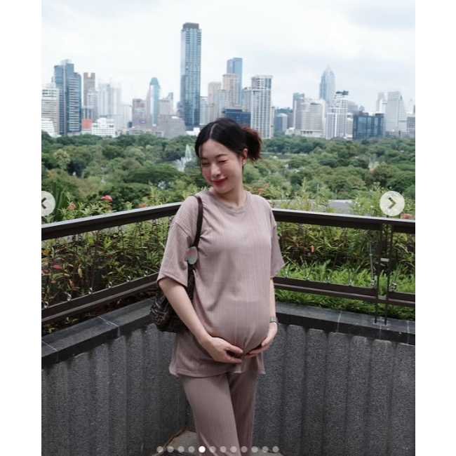 [พร้อมส่ง]🇰🇷Buying Office ชุดคลุมท้อง Piano Set (Top+Pants) ยืดหยุ่น ใส่สบาย กางเกงพยุงครรภ์ขายาว - รูปที่ 6