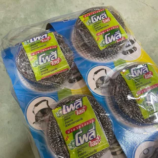 ฝอยสเตนเลส โพลี แถม น้ำยา แผงละ3ชิ้น แพคละ12แผง า ราคาส่ง