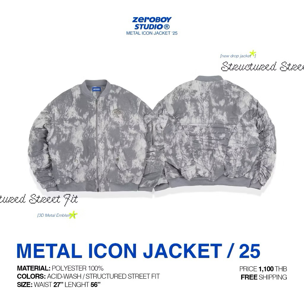 ZEROBOY® — METAL ICON JACKET /25 เสื้อแจ็คเก็ตโทนสีเทาเมทัลลิก