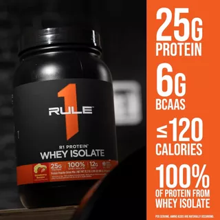 Rule 1 R1 Whey Protein Isolate Chocolate Fudge - 5 lbs Powder - 25g Whey Isolate & Hydrolysate + 6g BCAAs - 76 Servings