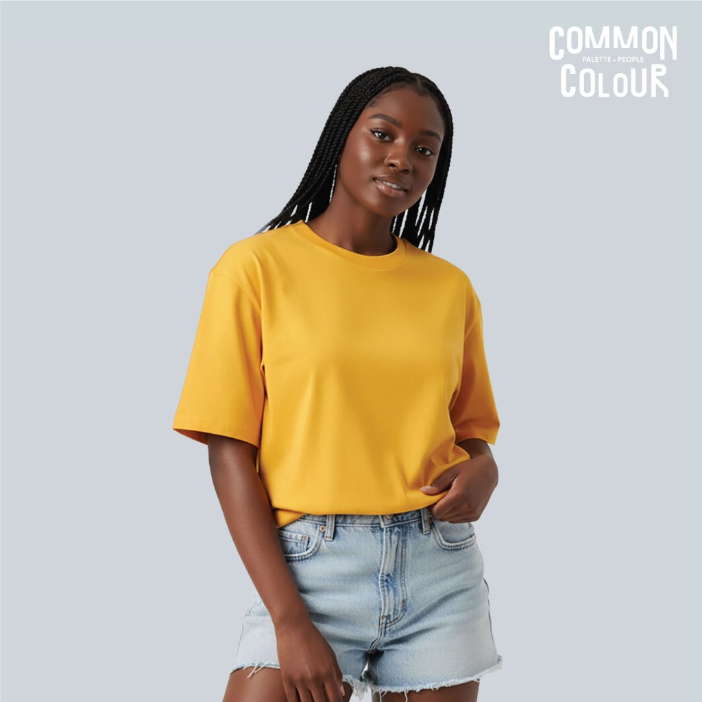 CommonColour T-Shirtเสื้อยืดคอกลมMinimal Premium _สี03Sunrise Yellowเนื้อนุ่มเบาสบาย ผ้าSorona cotto