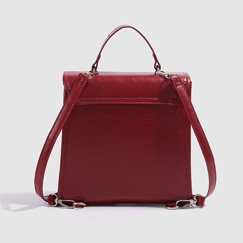 ✨PERFECT✨ กระเป๋าเป้ผู้หญิงสีแดงแว่น ใช้ได้ทั้งเป้+สะพายข้าง สไตล์เกาหลี หนังแว่นคุณภาพดี 4สีให้เลือก - รูปที่ 2