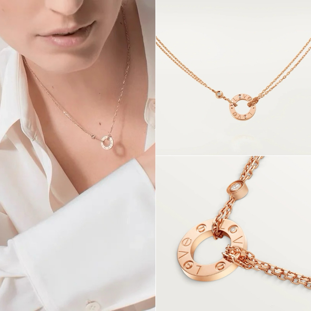 【พรีออเดอร์ 15 วัน】RRR L0ve สร้อยคอแบบโซ่คู่ พร้อมห่วงวงเดี่ยว