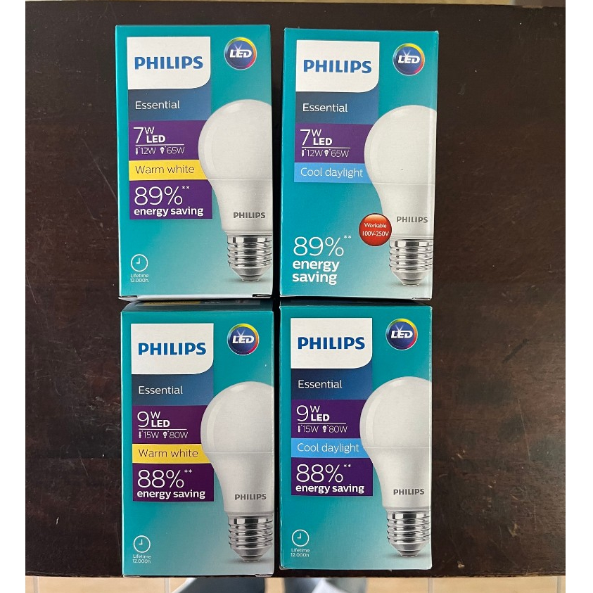 Philips หลอดไฟ LED Essential 7w, 9w ขั้ว E27