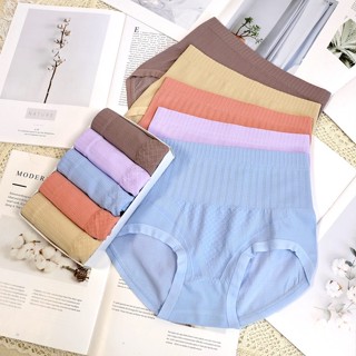 5ชิ้น ผู้หญิงสูงเอว ท้อง ควบคุมกางเกงผ้าฝ้ายนุ่มกางเกงไม่มีร…