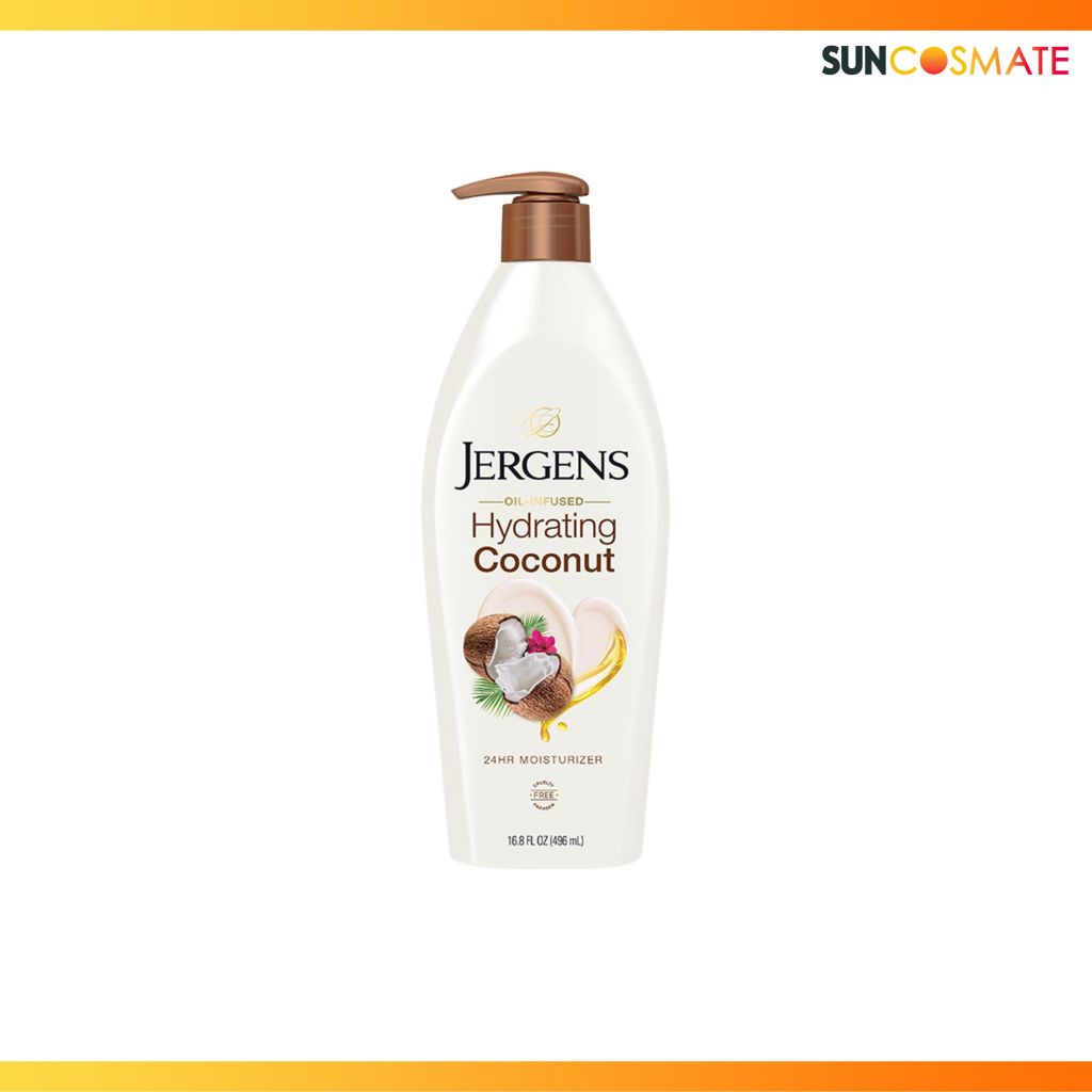 Jergens oil-infused hydrating coconut 24H moisturizer 496ml.