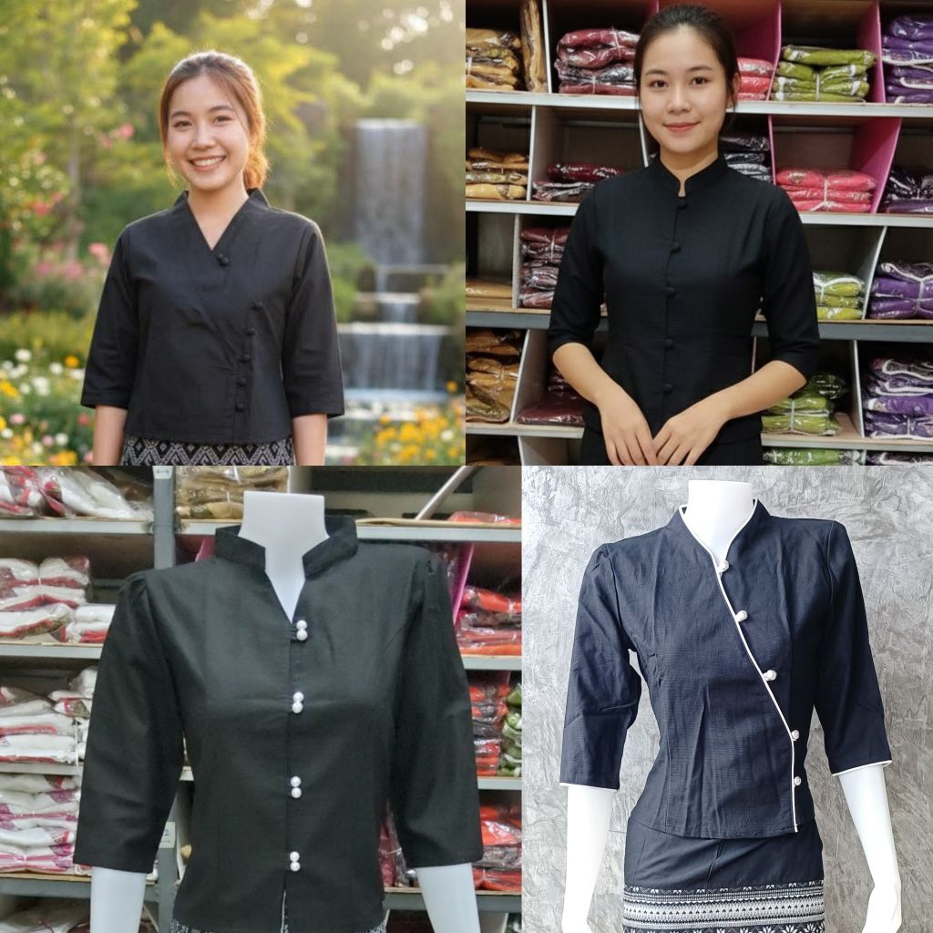 เสื้อผ้าฝ้ายสีดำ พร้อมส่ง มีครบไซส์