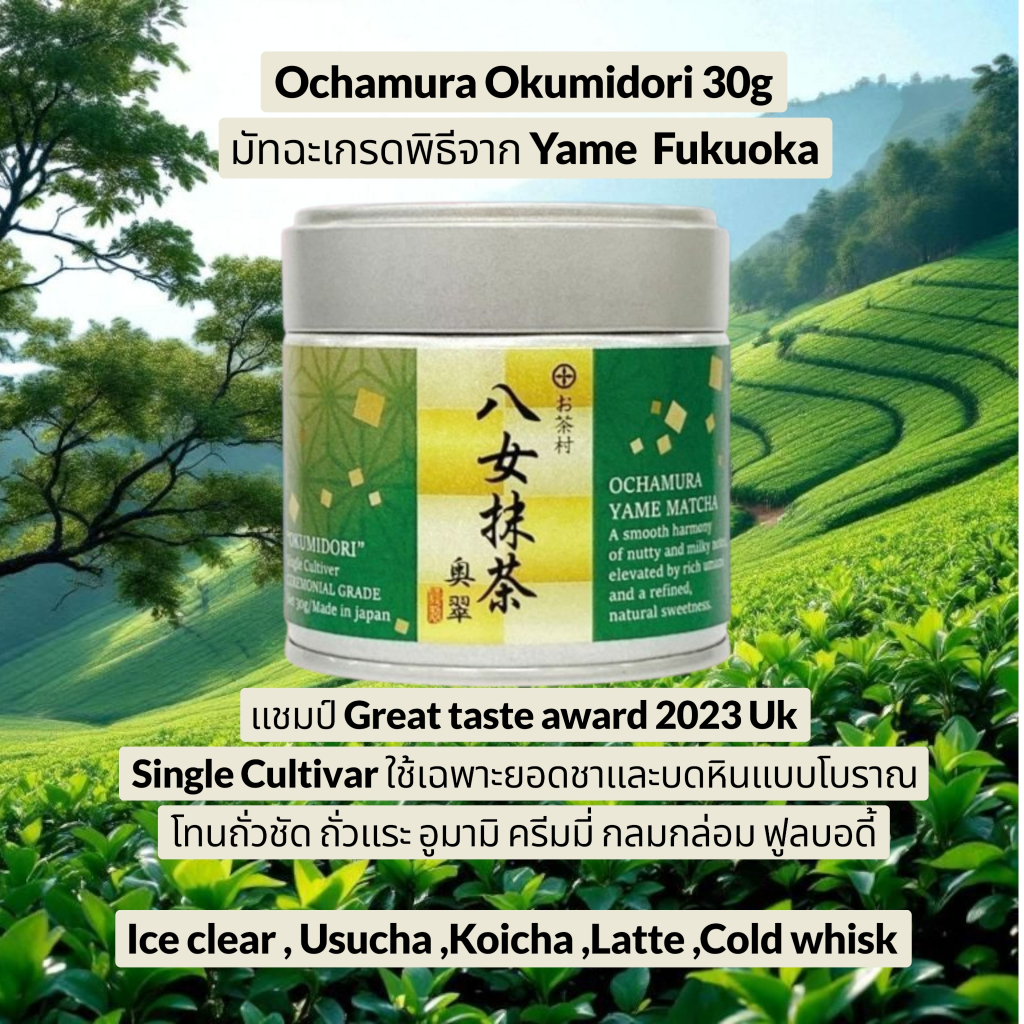 Yame Matcha Ochamura Okumidori 30g มัทฉะเกรดพิธีนำเข้าจากไร่ชาโดยตรง ถั่วมากอูมามิสุดๆไม่ขมดื่มง่าย