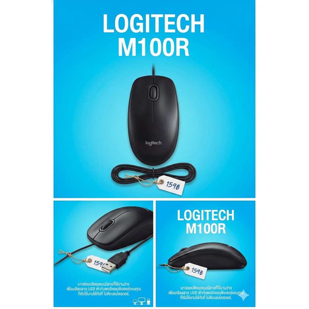 MOUSE LOGITECH M100R BLACK