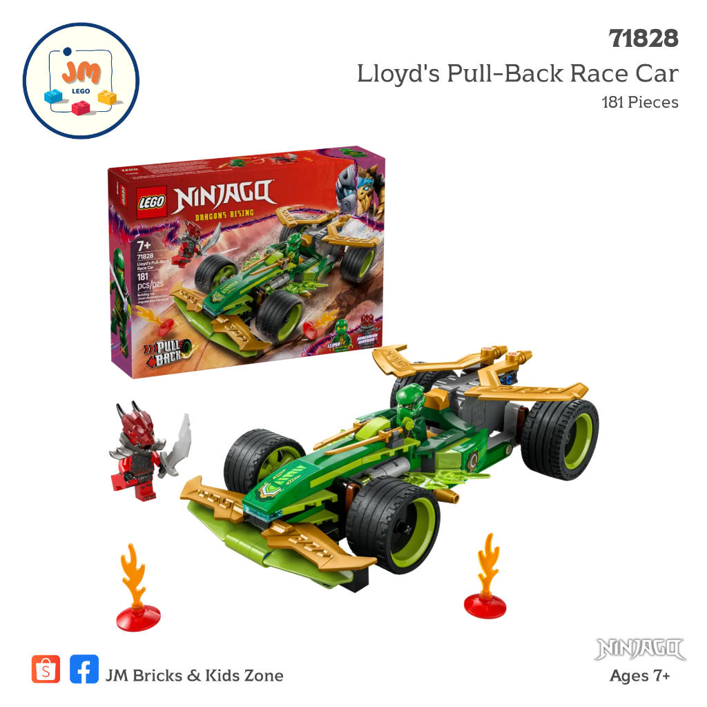 LEGO Ninjago 71828 Lloyd's Pull-Back Race Car (181 Pieces) สำหรับเด็กอายุ 7 ปีขึ้นไป Brick Toy