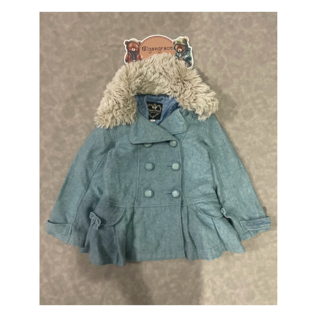🧥เสื้อโค๊ท เสื้อแจ็คเก็ตของเด็กมือสอง (สีฟ้า) Size 110 แบรนด์ Mezzo Piano ของแท้ ✨💯% สภาพ 85%