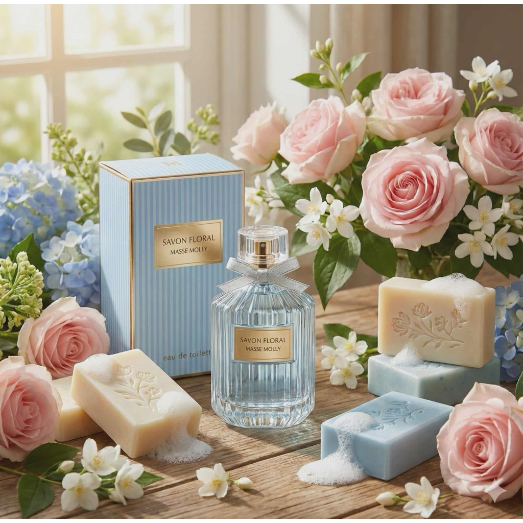 น้ำหอม กลิ่นสบู่ดอกไม้ หอมอ่อนโยน ละมุนละไม SAVON FLORAL MASSE MOLLY 50ml.🇯🇵