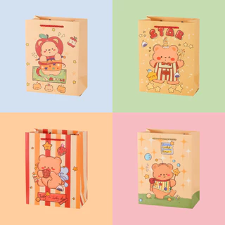 🛍️ INS Sweet Gift Bag – ถุงกระดาษแนวตั้ง ถุงของขวัญ ลายน่ารัก 🐻🐼🎀 สำหรับใส่ของขวัญ เนื้อหนา มีความทนทาน