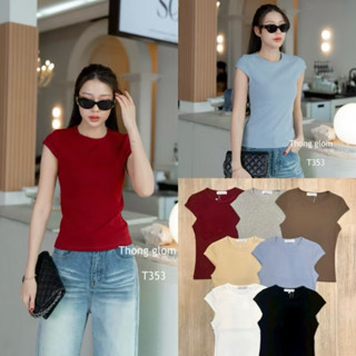 T353 Thong glom เสื้อคอกลมกุ้นยูนิโคล่ เว้าแขน ทรงสวย