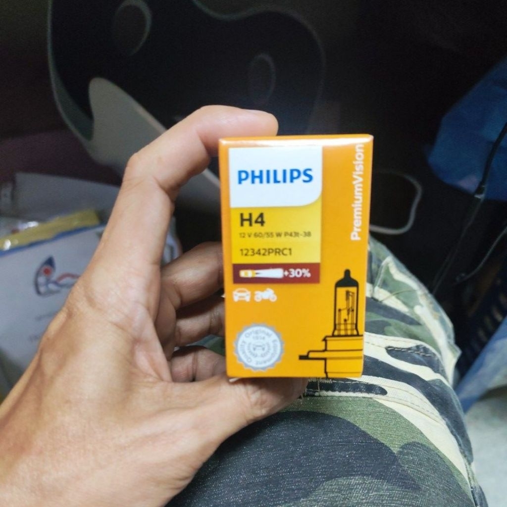 หลอดไฟหน้ารถยนต์ หลอดไฟหน้า PHILIPS H4 +30% 12V 60/55W