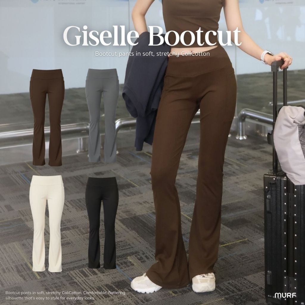 Giselle Bootcut Pants - กางเกงขายาวทรงบูทคัต เอวกลาง-ต่ำ Colicotton ผ้ายืด นุ่ม ใส่สบาย ไม่บาง | MURF.BKK | Bootcut Pant