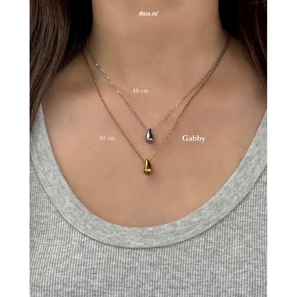Gabby Necklace - Stainless Steel (silver/gold) ไม่ลอกไม่ดำ ปรับขนาดได้ | Aria.co