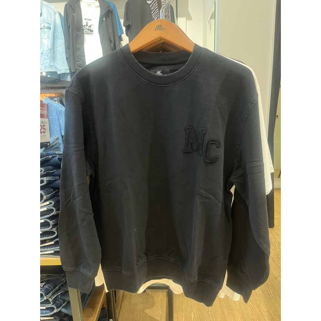 [สินค้าใหม่] เสื้อสเวตเตอร์ MC JEANS ผ้าคอตตอน สีดำฟอกด่าง ของแท้100% จากช้อปโดยตรง✅ มีครบไซส์ บริกา