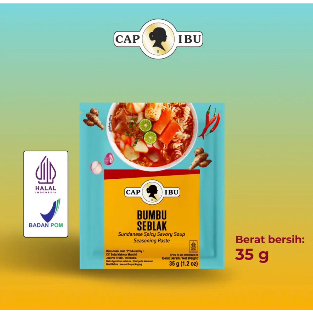 Indonesia Bumbu Seblak Cap Ibu Sachets 35 gram / Seblak Seasoning