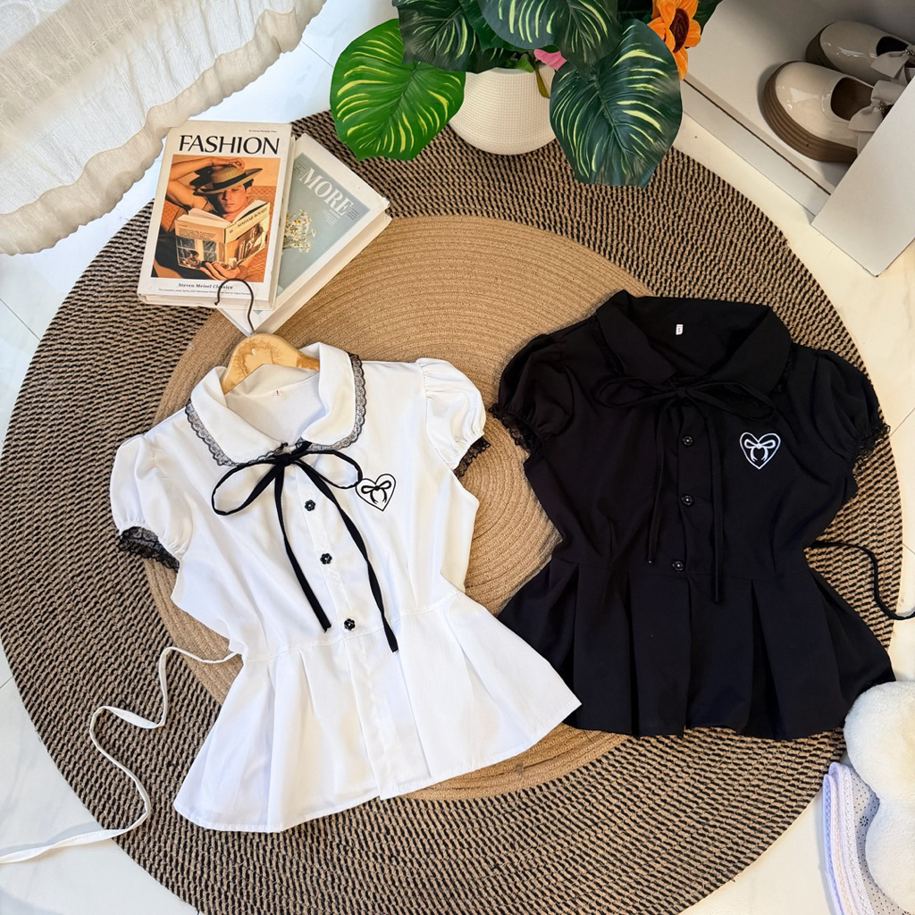 ( เสื้อ )คอปกปักหัวใจโบว์แขนตุ๊กตามี 2 size - รูปที่ 2