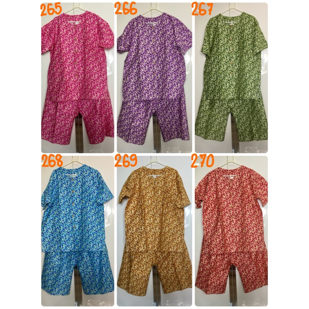 ชุดอยู่บ้าน XXL อก 52 นิ้ว กางเกงเอวยืดสุด 52 นิ้วผ้าคอตต้อน เสื้อแขนสั้นผ่าตลอด กระดุมหน้าตลอดแนว