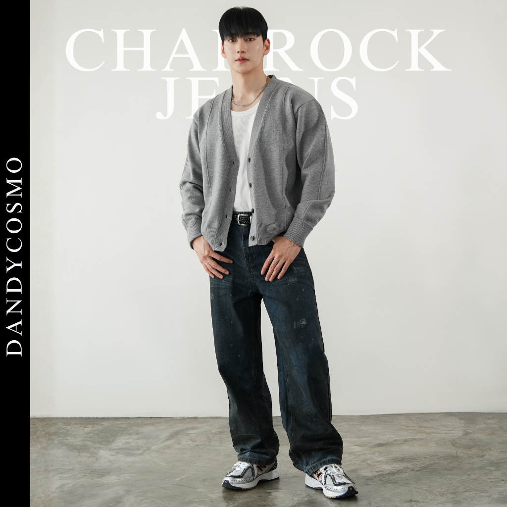 DANDY COSMO | กางเกงยีนส์ ขายาว ทรงสวย แต่งจุดเฟด รุ่น CHARROCK ผลิตจากผ้าเกรด TOP Flagship Quality มีน้ำหนัก ทรงใหญ่กำล
