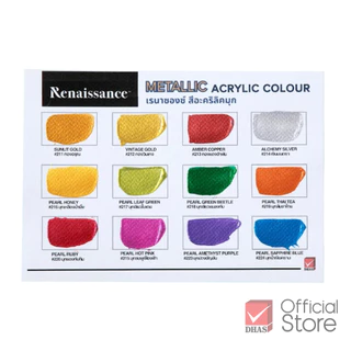 Renaissance สีอะคริลิค สีอะคริลิคมุก 20 มล. 12 เฉดสี จำนวน 1 ขวด