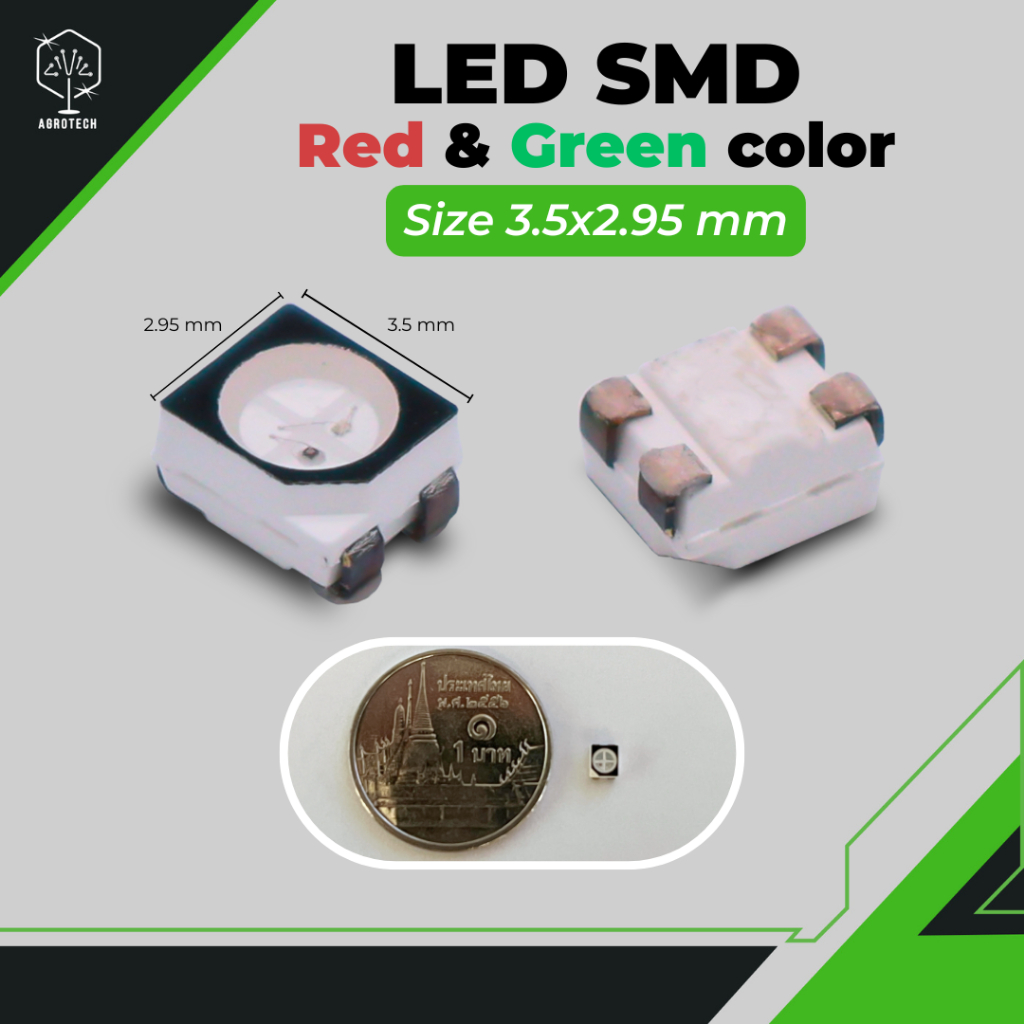 100 ชิ้น / LEDSOLUTION LS-3528-JRG-A LED SMD / ขนาด 3.5 × 2.8 มม. แบบสองสี (Red & Green)
