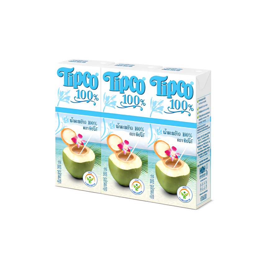 TIPCO น้ำมะพร้าว Coconut Water 100% ขนาด 200 ml. แพ็ค X3 Ex.150326