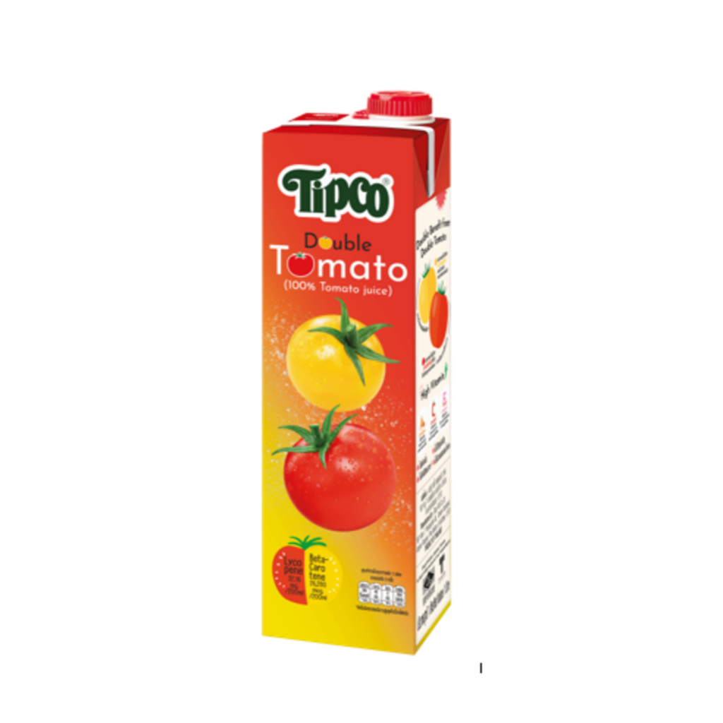 Tipco Double Tomato น้ำมะเขือเทศ 2 สายพันธุ์ 100% ขนาด 1000 มล. EXP. 25/5/2026