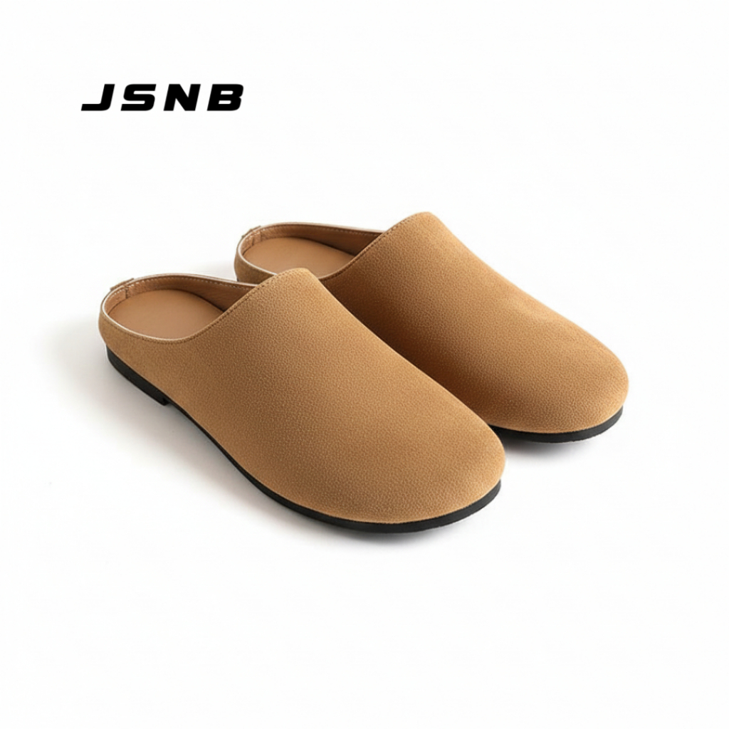 JSNB ส่งฟรี รองเท้าเปิดส้นหัวโต พร้อมส่ง รองเท้าแตะส้นแบน หนังกลับ มินิมอล แฟชั่นสไตล์เกาหลี แตะเปิดส้น กันลื่น [LND339]