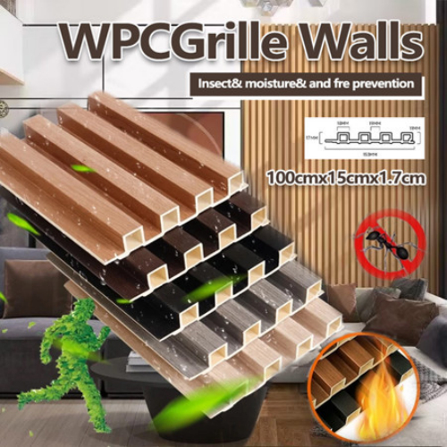 แผ่น WPC ติดผนังแบบบาง Slim Type ระแนงไม้เทียม WPC Wall panel กันน้ำ กันน้ำกันความชื้น ไม่ผุกร่อน ติ