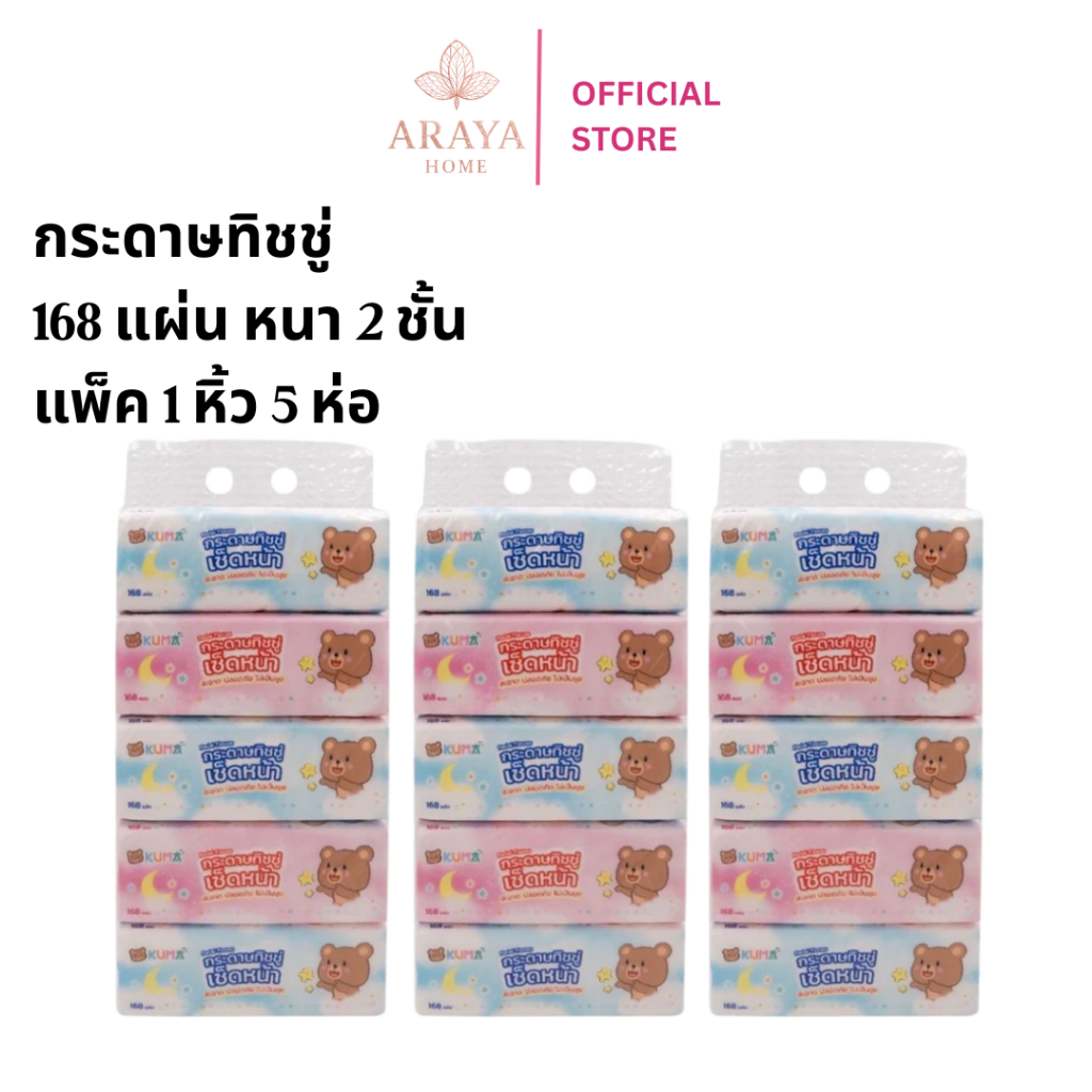 ✅ส่งด่วนกระดาษทิชชู่คูมะ 168 แผ่น หนา 2 ชั้น KUMA Facial Tissue 📌มีเก็บปลายทาง📌