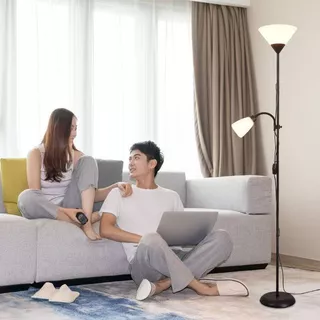 โคมไฟตั้งพื้น LED หัวคู่แม่แสงห้องนั่งเล่นโซฟาห้องนอนการศึกษาไฟตกแต่ง
