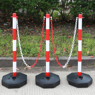 เสาจราจร กรวยจราจร เสากั้นเขต เสาล้มลุก 85 ซม. 4 ต้น แถมโซ่พ…