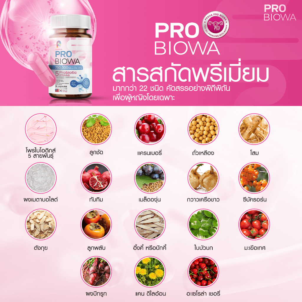 Probiowa [1 แถม 1] โพรไบโอติก ตัวช่วยดูแล ภายในผู้หญิง ตกขาว ติดเชื้อ จุดซ่อนเร้น ปรับสมดุล - รูปที่ 5
