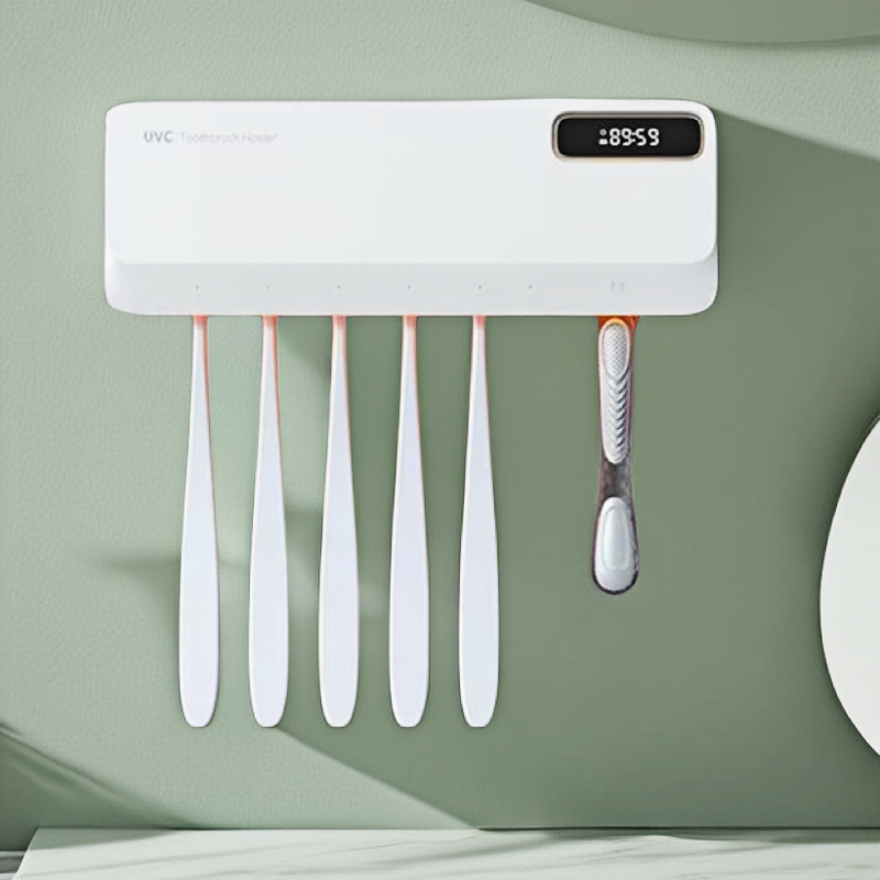 สมาร์ทยูวีแปรงสีฟันฆ่าเชื้อ Air-Drying UV Light Sanitizer ผู้ถือแปรงสีฟันไฟฟ้าผนังห้องน้ํา Organizer โดยไม่ต้องเจาะ Fit