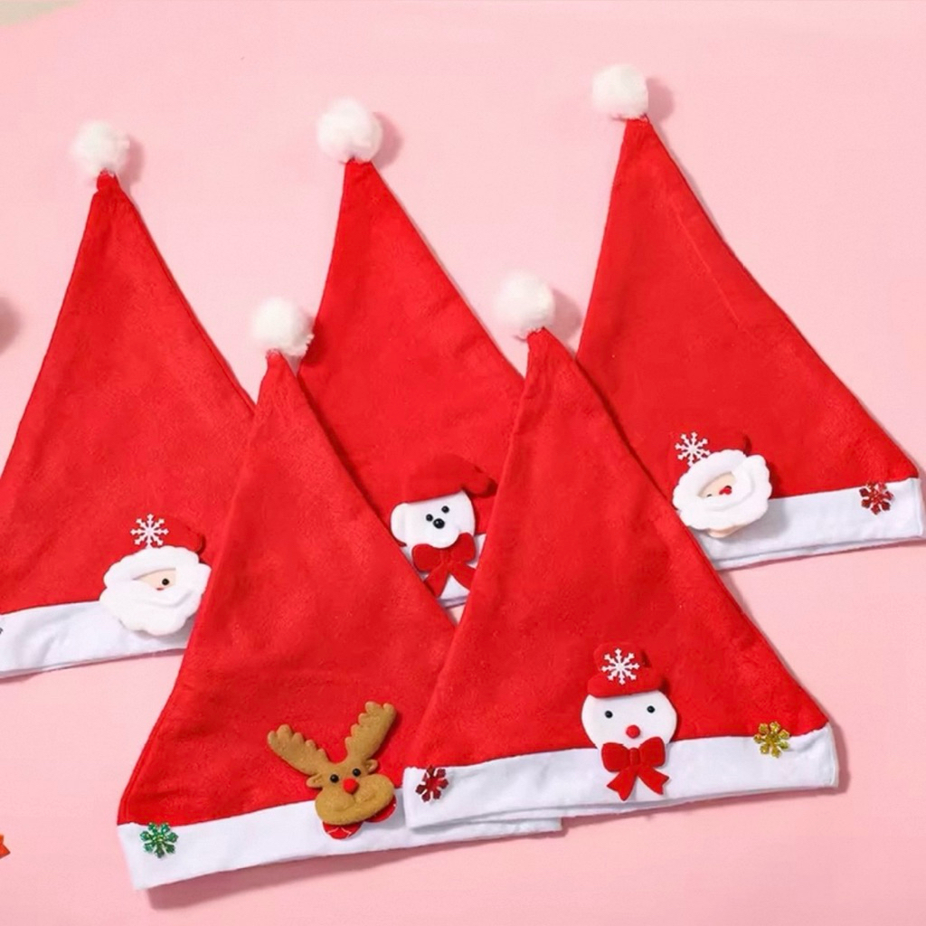 [พร้อมส่ง] หมวกซานต้าคอส หมวกคริสมาสต์ เด็ก / ผู้ใหญ่