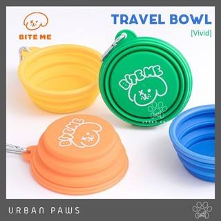 Bite Me Portable Foldable Travel Bowl (Vivid) ถ้วยสำหรับใส่น้ำเเละอาหาร แบบพับได้ สำหรับสัตว์เลี้ยง จากเกาหลี 🇰🇷