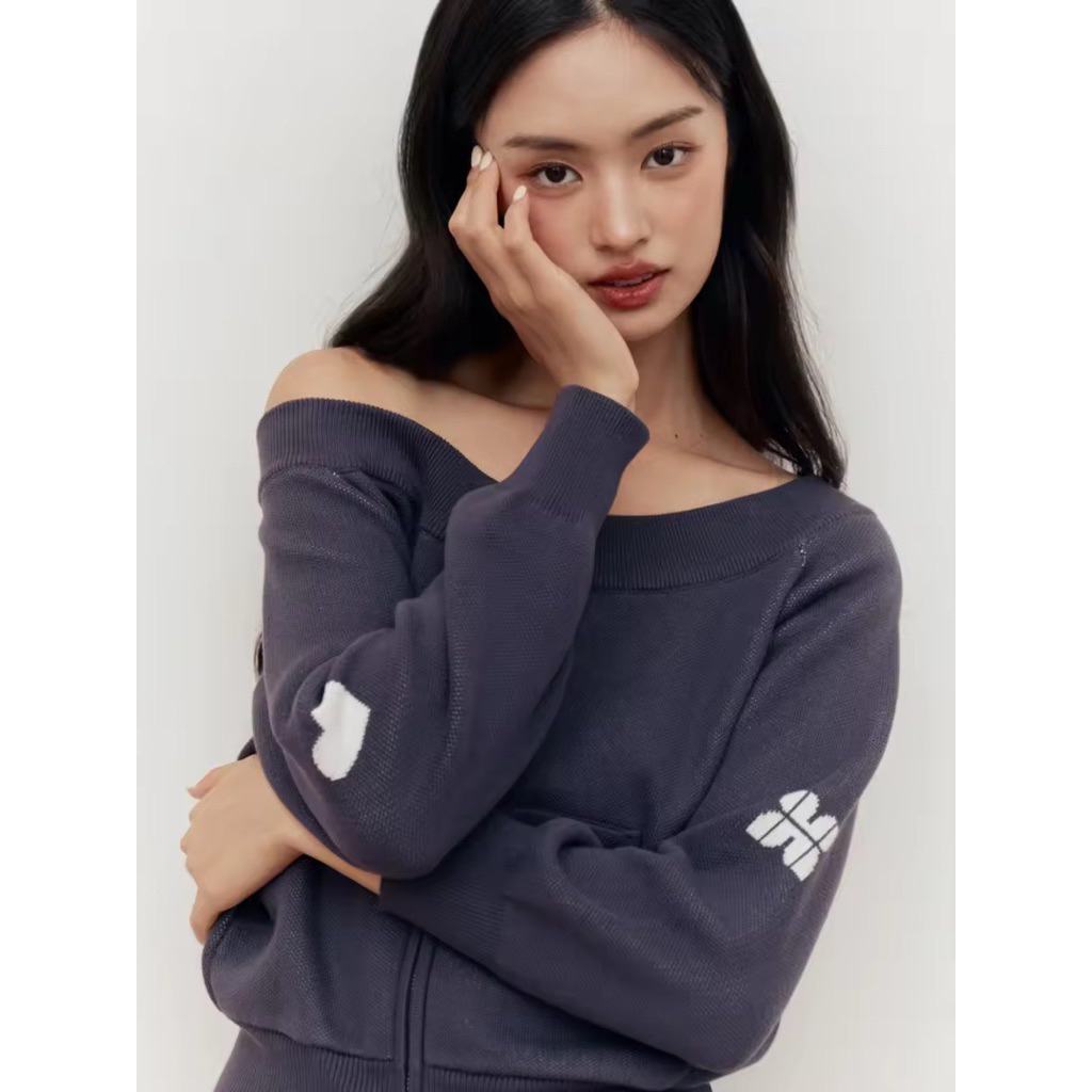 [พร้อมส่งภายใน 3 วัน] NEW🩷💙 HEARTEYES - OFF SHOULDER CARDIGAN คาดิแกน เปิดไหล่ ผ้านิท ไหมพรม