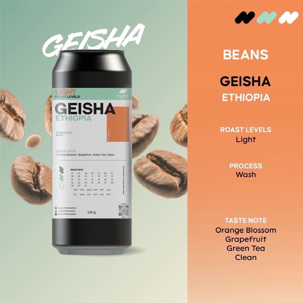Naps Coffee Roasters เมล็ดกาแฟคั่วอ่อน Ethiopia Geisha   - Wash 150G