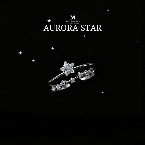 MEET💕แหวนเงิน Aurora Star แหวนเงินสวยๆ แหวนปรับขนาดได้ แหวนเรียบหรู แหวนมงคล แหวนแฟชั่น