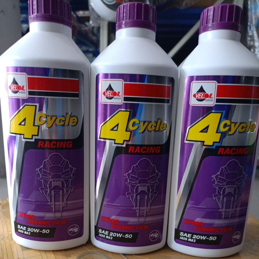 Veloil น้ำมันเครื่องเวลลอย 4จังหวะ Racing Hydro Dynamic Film SAE 20W-50 ปริมาตร 0.8ลิตรและ 1ลิตร