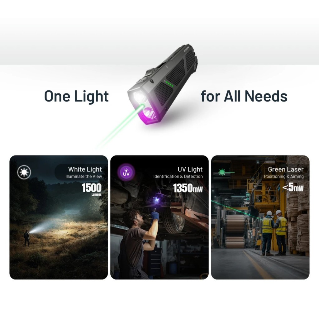 Nitecore EDC17 1500lm มาพร้อมเลเซอร์เขียวและแสง UV