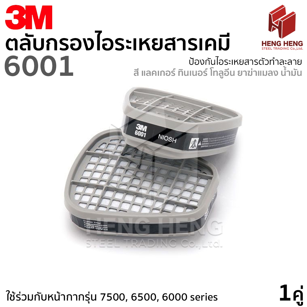 3M 6001 ตลับกรองไอระเหยสารเคมี (1คู่)