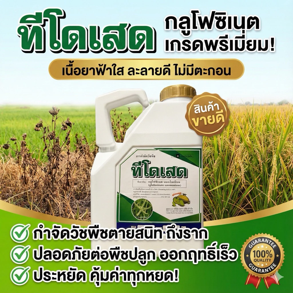 ทีโดเสด กลูโฟซิเนต น้ำฟ้าพรีเมี่ยม 4 ลิตร หญ้าใบแคบและใบกว้าง