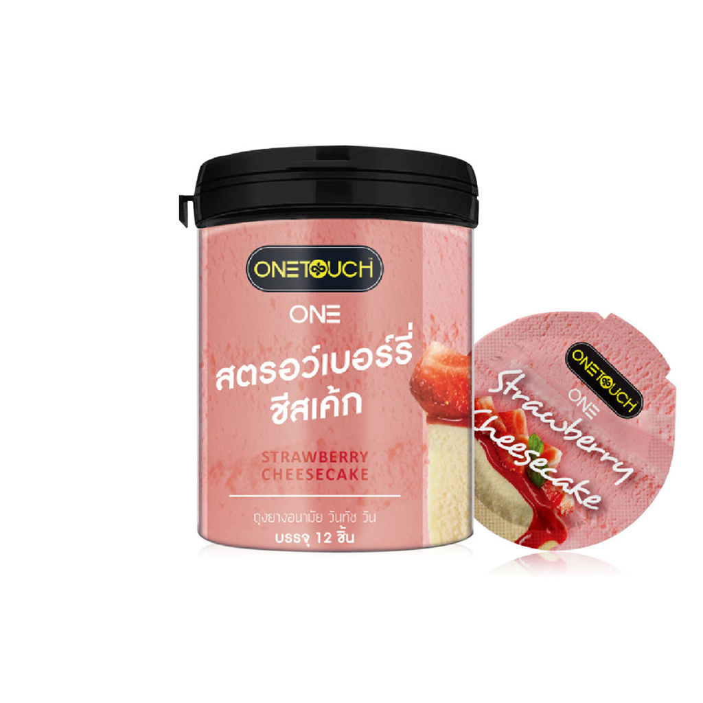[สินค้าส่งด่วน] ไม่ระบุสินค้าหน้ากล่อง Onetouch ถุงยางวันทัช สตรอว์เบอร์รี่ ชีสเค้ก (8744) ขนาด 53มม.Limited Edition